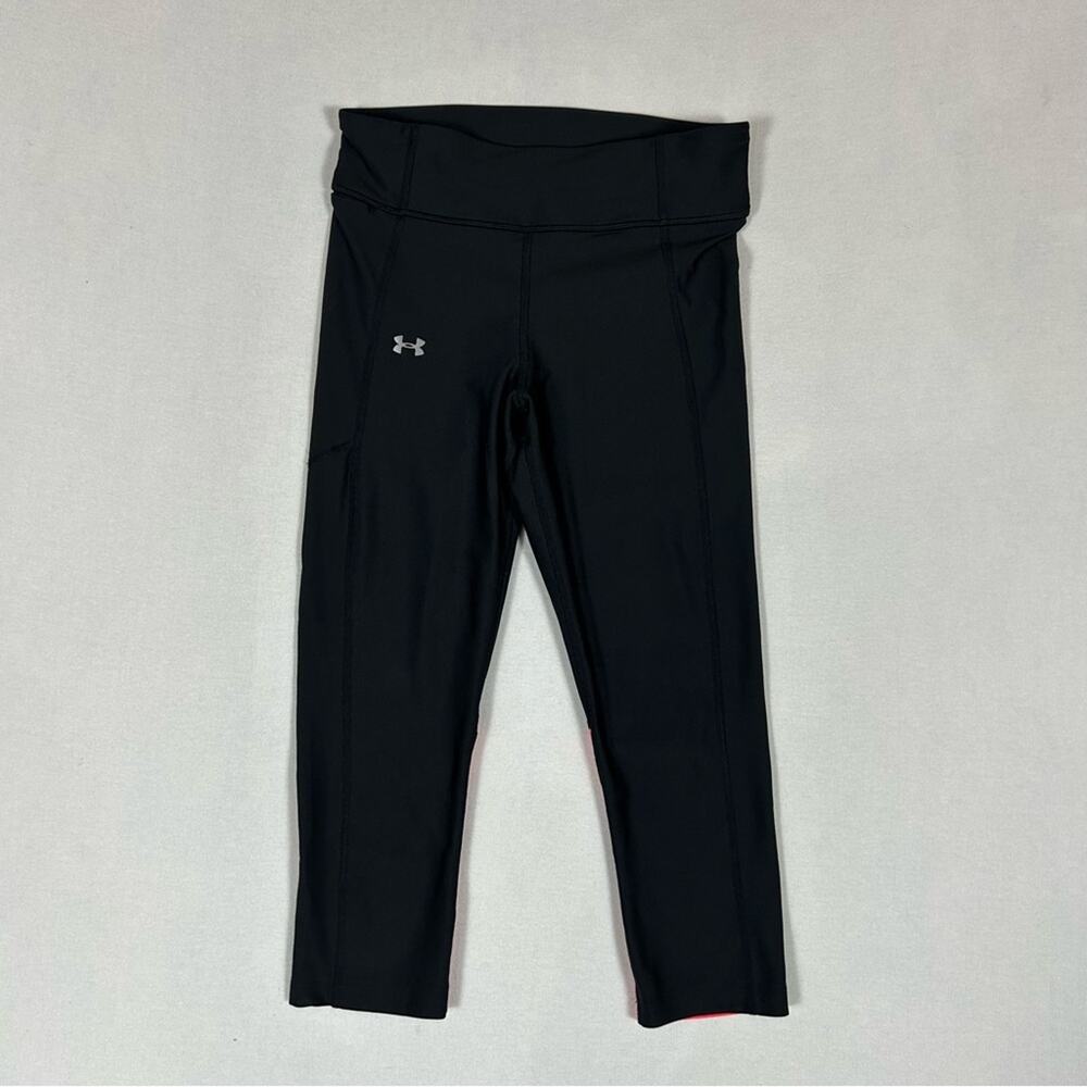 Under Armour Black Capri Tights Women’s Small S Pocket Pink Pull On Cropped
